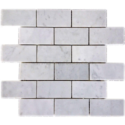 Tilar de metro de mármol blanco Carrara 2x4